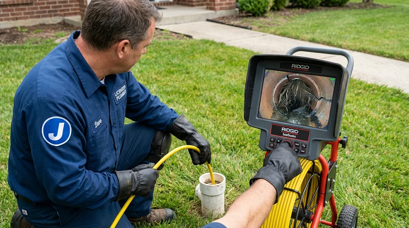Sewer camera inspection being performed by Johns Plumbing LLC in Fairton