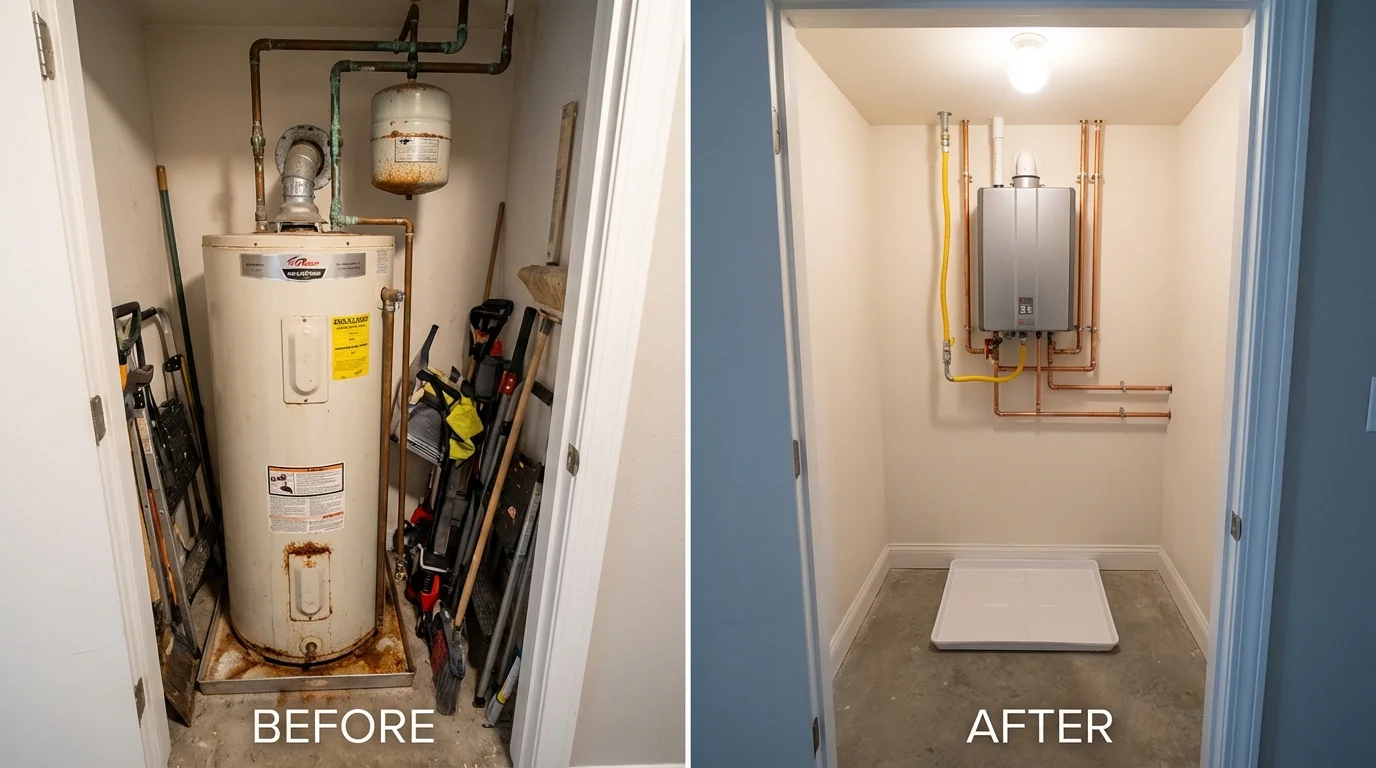 Tank water heater versus wall-mounted tankless unit comparison for Fairton, NJ homeowners