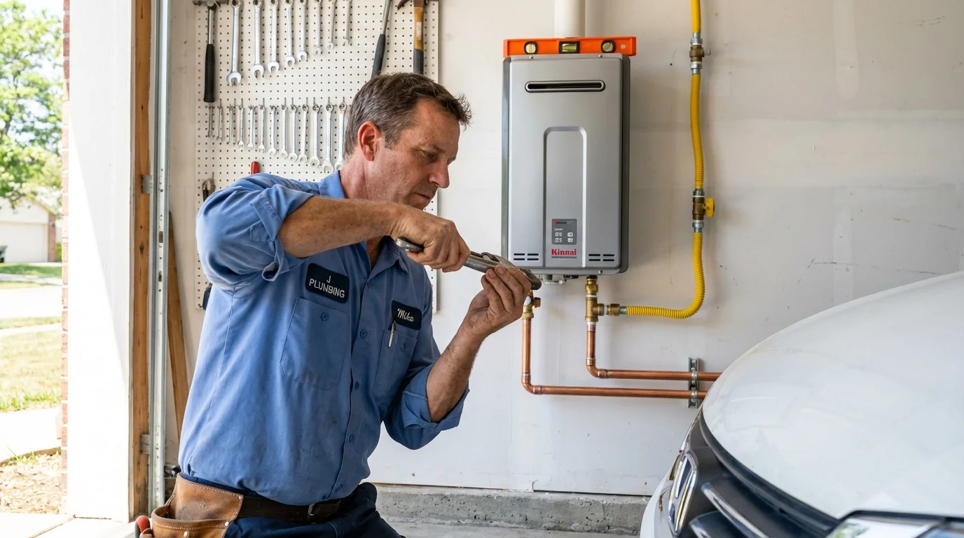 Tankless water heater installation by a Johns Plumbing LLC plumber in Fairton